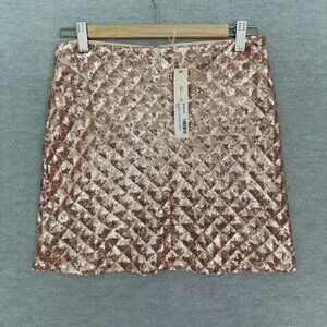 She + Sky Gold Sequin Skirt Size Small Mini New NWT Rose Party Going Out Short